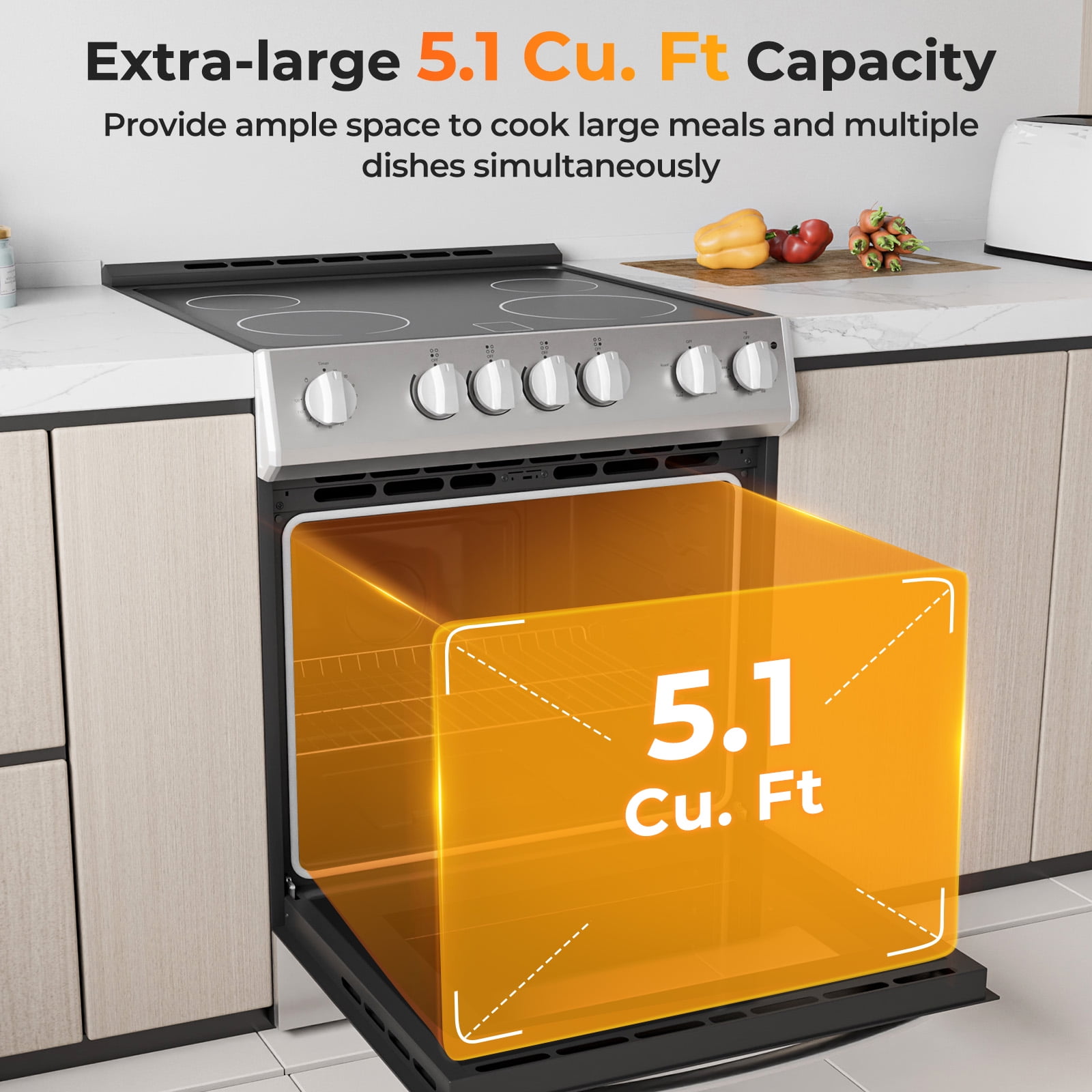 Costway Electric Range 30" Freestanding & Slide-in Kitchen Stove with Cooking Modes