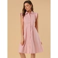 thumbnail image 2 of INSPIRE CHIC Robe-Chemise en Coton pour Femme à Manches Volantées Robe-Chemise de Travail avec Ceinture, 2 of 5