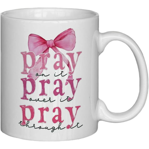 Coffee Mug,Cool Gifts，Gifts for Men Women,Coffee Gifts for Women Mugs,11oz white mug,pink bow