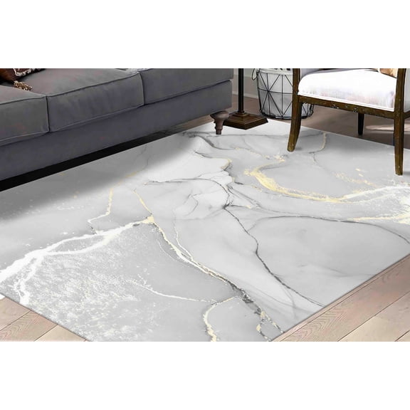 Modern Rug, Luxury Rugs, Easy To Clean Rugs, Gray Marble Rug, Colorful Rug, Cool Rug, Printed Rug, Marble Rugs, Living Room Rug, Home Decor, 2.6'x6.5' - 80x200 cm