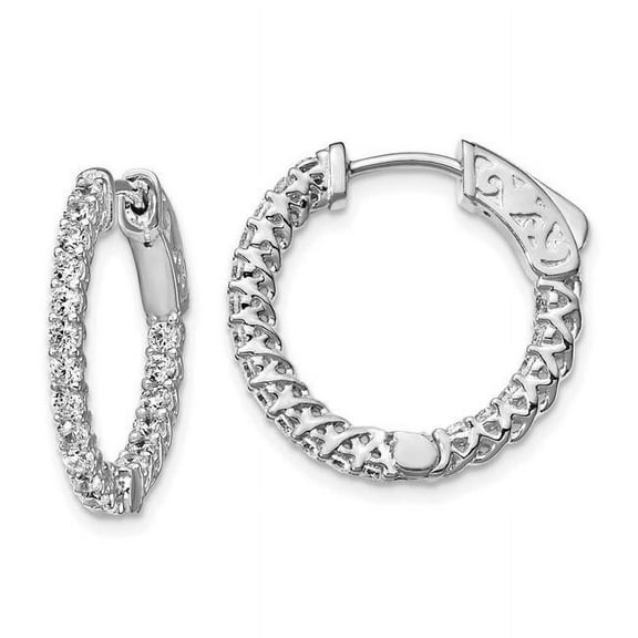 Primal Silver Sterling Silver Rhodium-plated Cubic Zirconia In and Out Hoop Earrings