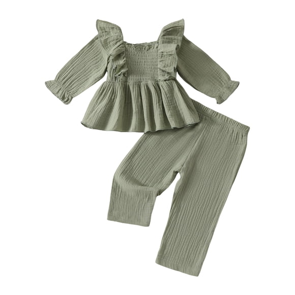 Ymyiu Baby Girl Coming Home Outfit Casual Baby Girl 2-Piece Outfit Set: Soft Infant Top + Comfy Toddler Pant (Green,12-18 Months)