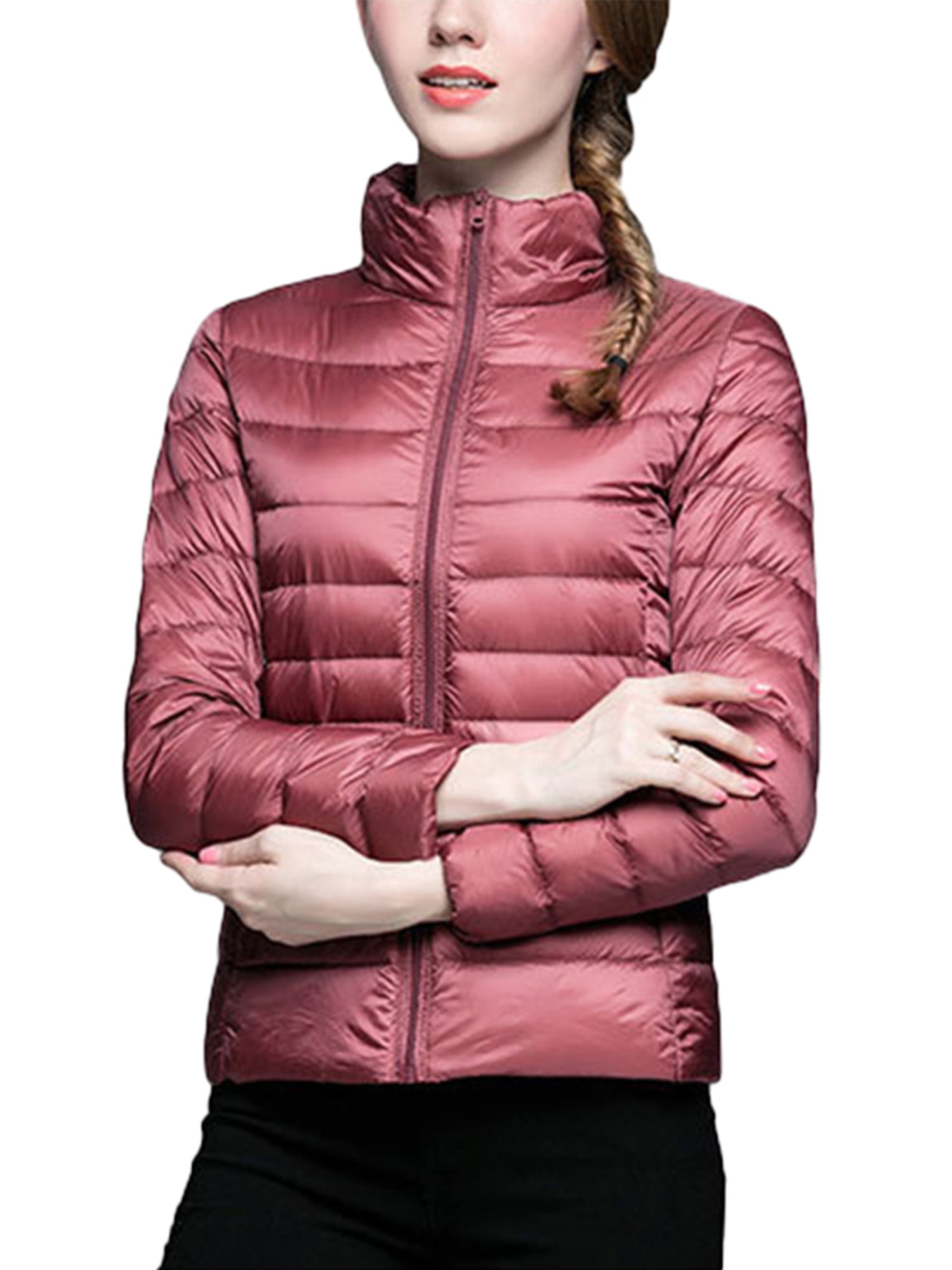 Wantdo Womens Lightweight Jacket Packable Outdoor Down Jackets Windproof Hooded Slim Fit Coat Insulated Winter Travel Puffer Coats