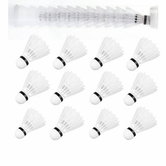 GIXUSIL Badminton Shuttlecock Set - 12 Pcs Shuttlecocks, Badminton Birdies - Backyard Outdoor Badminton Shuttlecocks - Plastic Replacement Birdies for Badminton Sets，White