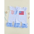 thumbnail image 3 of BemeyourBBs Newborn Baby Girl 4th of July Outfit Patriot Independent Day Clothes Summer One Piece Romper Fly Sleeve Stripes USA Flag Letters Casual Ruffled Jumpsuit Baby Fourth of July Outfit, 3 of 9
