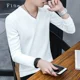 thumbnail image 5 of Suéter de punto para hombre, jersey ajustado, ropa para hombre, color liso, blanco, cuello en V, novedad en Maletry, otoño-primavera coreano 2024, 5 of 5