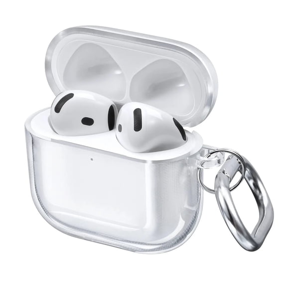 Vena Clear TPU Case for Apple AirPods 4 & 5, Protective Cover with Keychain and Carabiner, Wireless Charging Compatible
