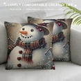 thumbnail image 3 of Orinice Snowman Hat Scarf Graphic Decorative Cotton Linen Pillow Cover for Home Couch Living Room Sofa Christmas Winter Short Plush 1PC 22x22in, 3 of 5