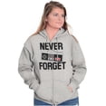 thumbnail image 4 of Never Forget Old School Video Gamer Unisex Fleece Graphic Zip Up Hoodie Brisco Brands 2X, 4 of 5