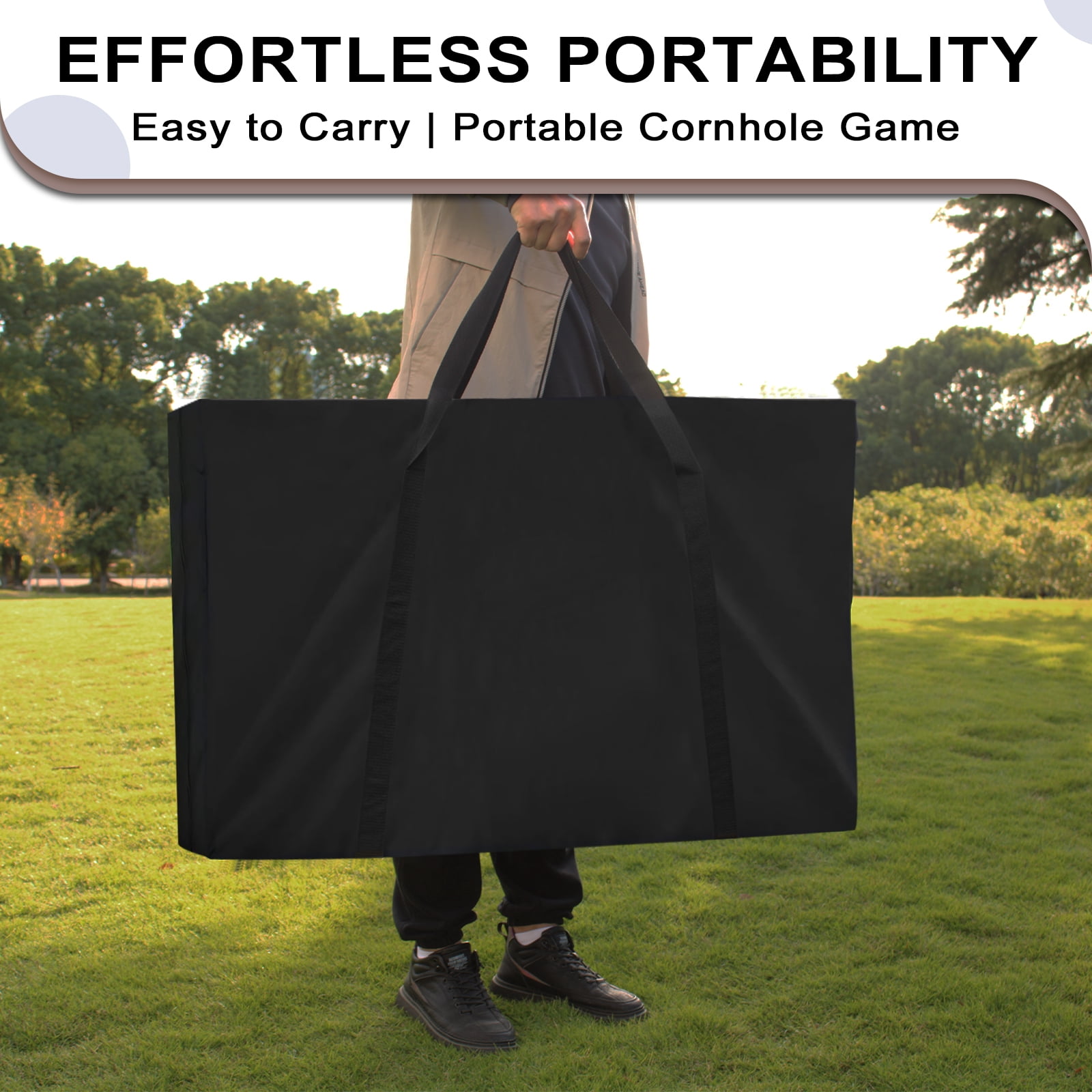 RayChee 3'x2' Cornhole Set with 8 Bean Bags and Carrying Case Outdoor Game Toss Board for Adults Outside Activities