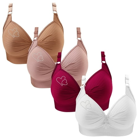 Lisbinx Bras for Women Full Coverage 4PC Woman s Printing Gathered Together Large Size Daily Bra Underwear No Rims Sales Today Clearance