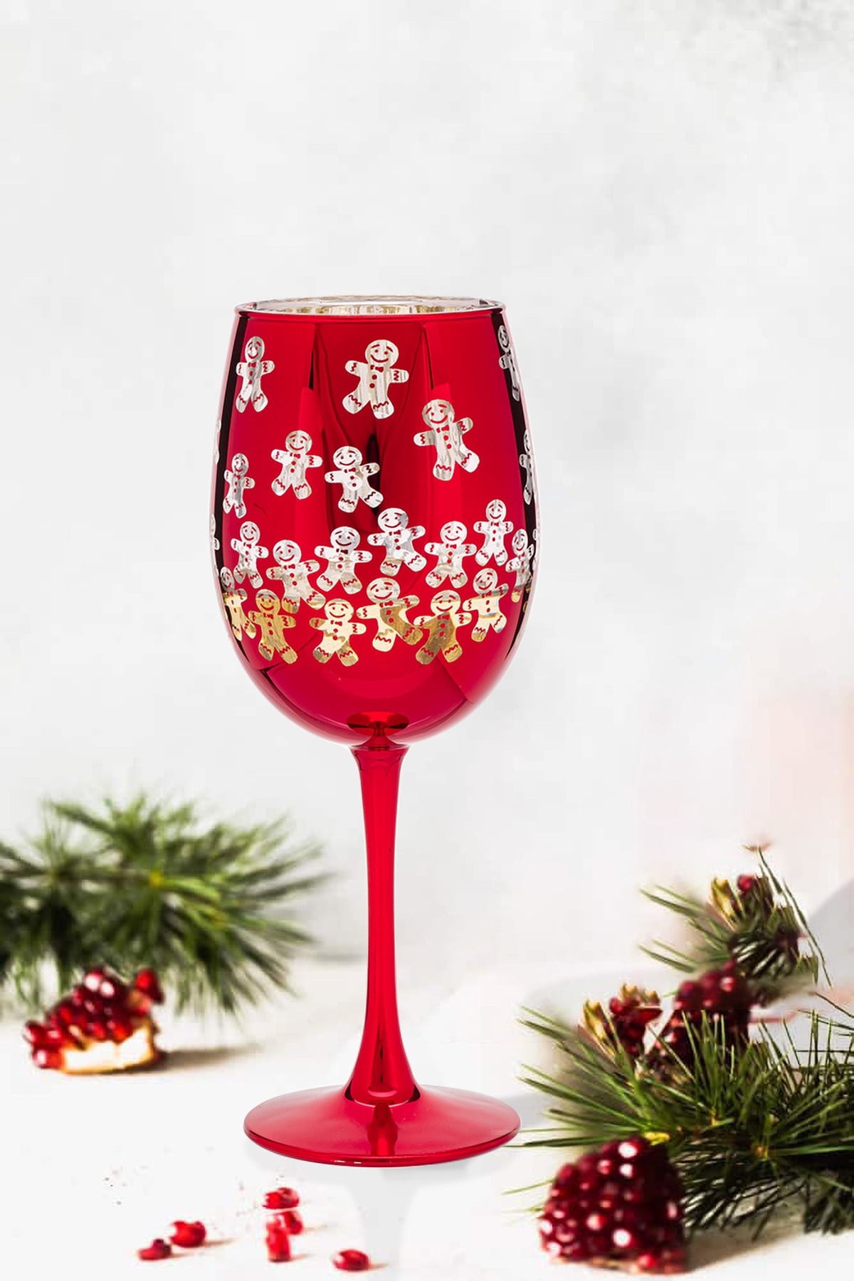 Gingerbread Man Wine Glass 15.5 OZ Holiday Time