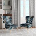 thumbnail image 2 of Designart "Dahlia Flowers in Blue and White Hues II" Blue Dahlia Upholstered Accent Chair - Traditional Arm Chair For Living Room, 2 of 5