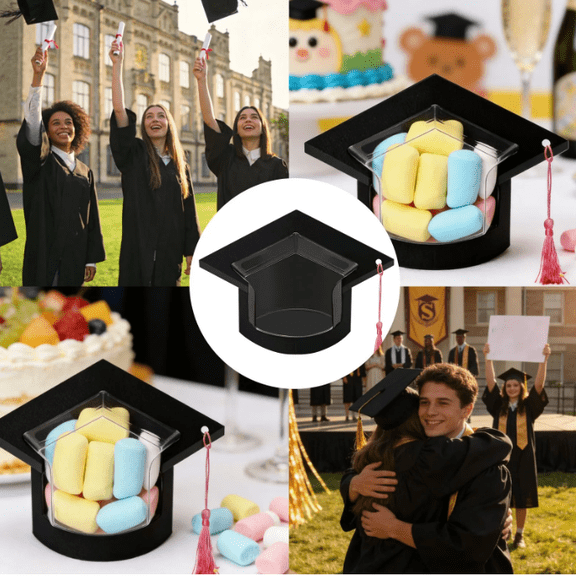 1 Pack Graduation Party Favors Candy Holder Cards, Class of 2026 Cap Shaped Dessert Table Decorations and Guest Thank You Gifts