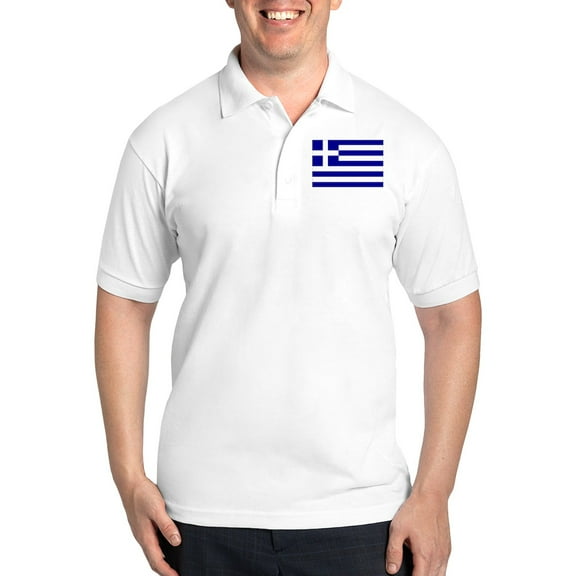 CafePress - Greece Flag Golf Shirt - Golf Shirt, Pique Knit Golf Polo