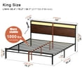 thumbnail image 3 of GUNAITO King Size Bed Frame with Wooden Headboard Metal Platform Bed Frame with LED Lights Charging Station Rustic Brown, 3 of 9