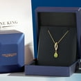 thumbnail image 5 of Gem Stone King 14K Yellow Gold Green Peridot and Lab Grown Diamond Pendant Necklace for Women | 0.71 Cttw | Gemstone August Birthstone | Pear Shape 7X5MM | With 18 inch Chain, 5 of 6