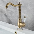thumbnail image 5 of Vintage Brass Basin Faucet Sink Mixer for Kitchen Bathroom with Ceramic Handle, 5 of 5
