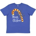 thumbnail image 3 of Inktastic Merry Christmas Red and Gold Candy Cane Youth T-Shirt, 3 of 5