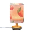 thumbnail image 2 of Strawberry Fruits Bedside Table Lamp LED Warm Lights with USB Charging Port Retro Cylinder Desk Lamps, 2 of 7