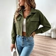 thumbnail image 4 of cocolona Cropped Jackets for Women Lapel Button Down Trendy Tops Casual Long Sleeve Fall Short Outerwear, 4 of 7