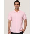 thumbnail image 3 of Lars Amadeus Camisa De Vestir Para Hombre, Ajuste Regular, Manga Corta, Con Botones, Para Baile De Graduación, Camisa Sólida Rosa S Unique Bargains Camisa, 3 of 6