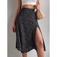 thumbnail image 6 of Women'S Summer High Waisted Flowy Slit Midi Skirts Casual Boho Floral Beach Skirt Black XXXL, 6 of 9