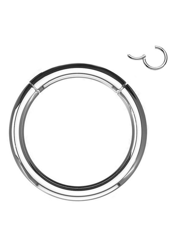 Surgical Steel Silver Hinged Clicker Segment Hoop Ring 14 to 10 Gauge