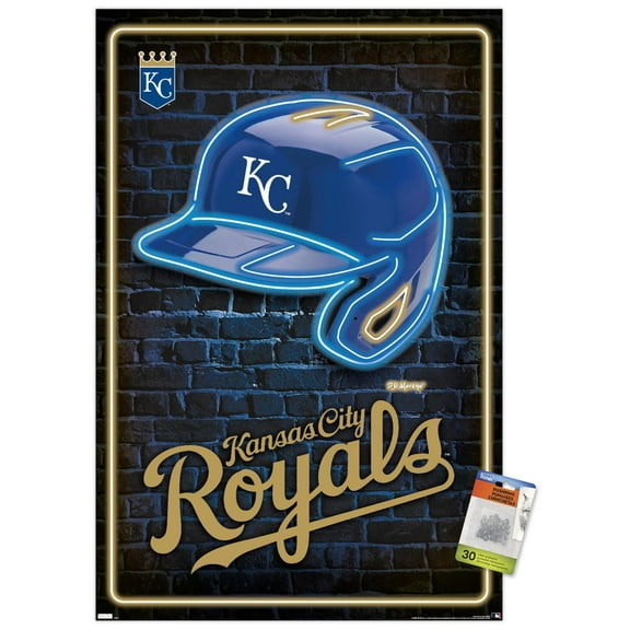 MLB Kansas City Royals - Neon Helmet 23 Wall Poster with Pushpins, 22.375" x 34"