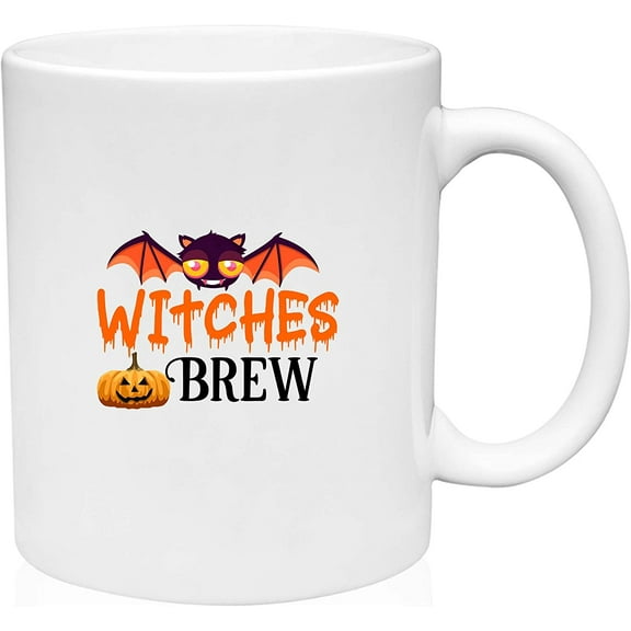Coffee Mug Halloween Decorations Witches Pumpkin Brew Halloween White Coffee Mug Funny Gift Cup