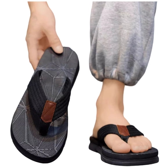 Miqool Flip Flops for Men with Arch Support, Non-Slip Sole, Comfortable Cushioned Walking Thong Sandals Summer Beach Slip on Slippers for Indoor & Outdoor