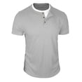 thumbnail image 4 of GEWSEY Mens Short Sleeve Shirts Casual Cotton Summer Slim Fit Waffle T-Shirts (Light Gray, XL), 4 of 7