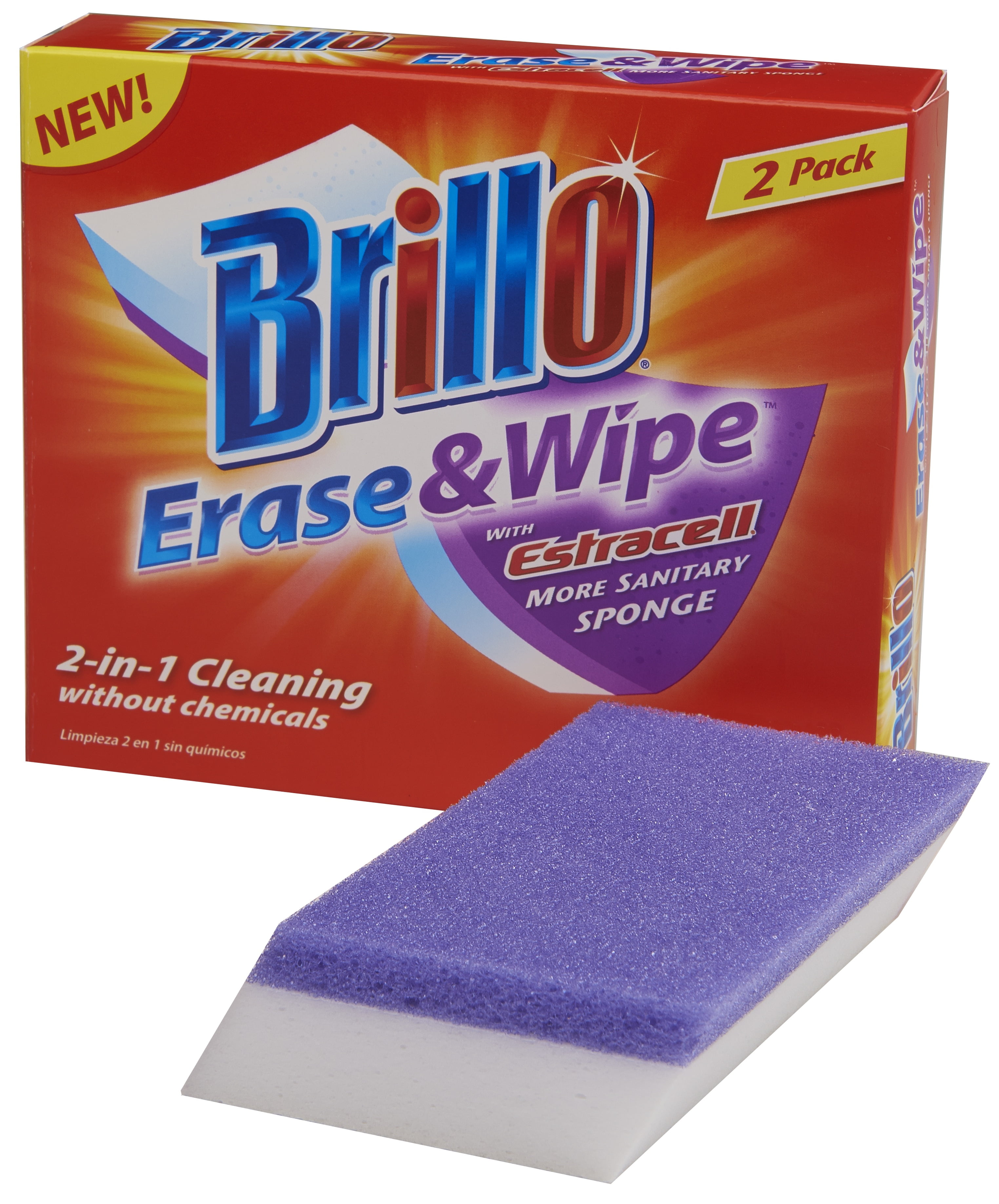 Brillo Erase and Wipe Eraser Pad, 2 Ct