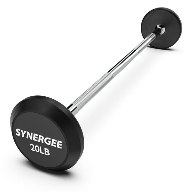 Synergee Barre Fixe de 20 Lb - Barre Droite en Acier Pré-Lestée avec Poids en Caoutchouc - Poids Fixe