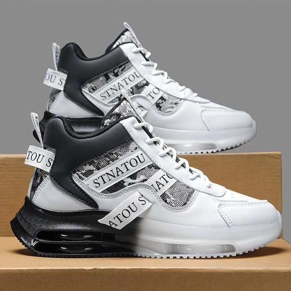 Unisex Fashion Sneakers, Mid-Top Lace-Up Casual Street Shoes, Non-Slip Travel Athletic Footwear, Lightweight Versatile High-Top Sports Shoes for Men and Women