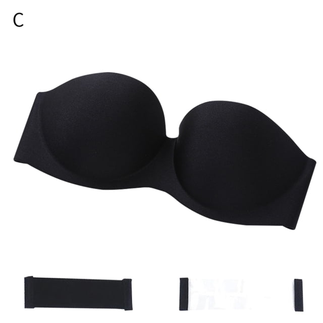 Sujetador sin tirantes Sujetador sin costuras invisible antideslizante Sujetador Hacer subir sexy Ropa interior para vestido de novia, Negro, C Monstrate AP001173-03B
