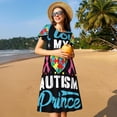 thumbnail image 4 of Fotbe I Love My Autism Vestido Largo de Moda para Mujer, Vestido Tipo Camiseta con Manga Corta y Estilo Casual a Rayas y Bloques de Color, 4 of 6