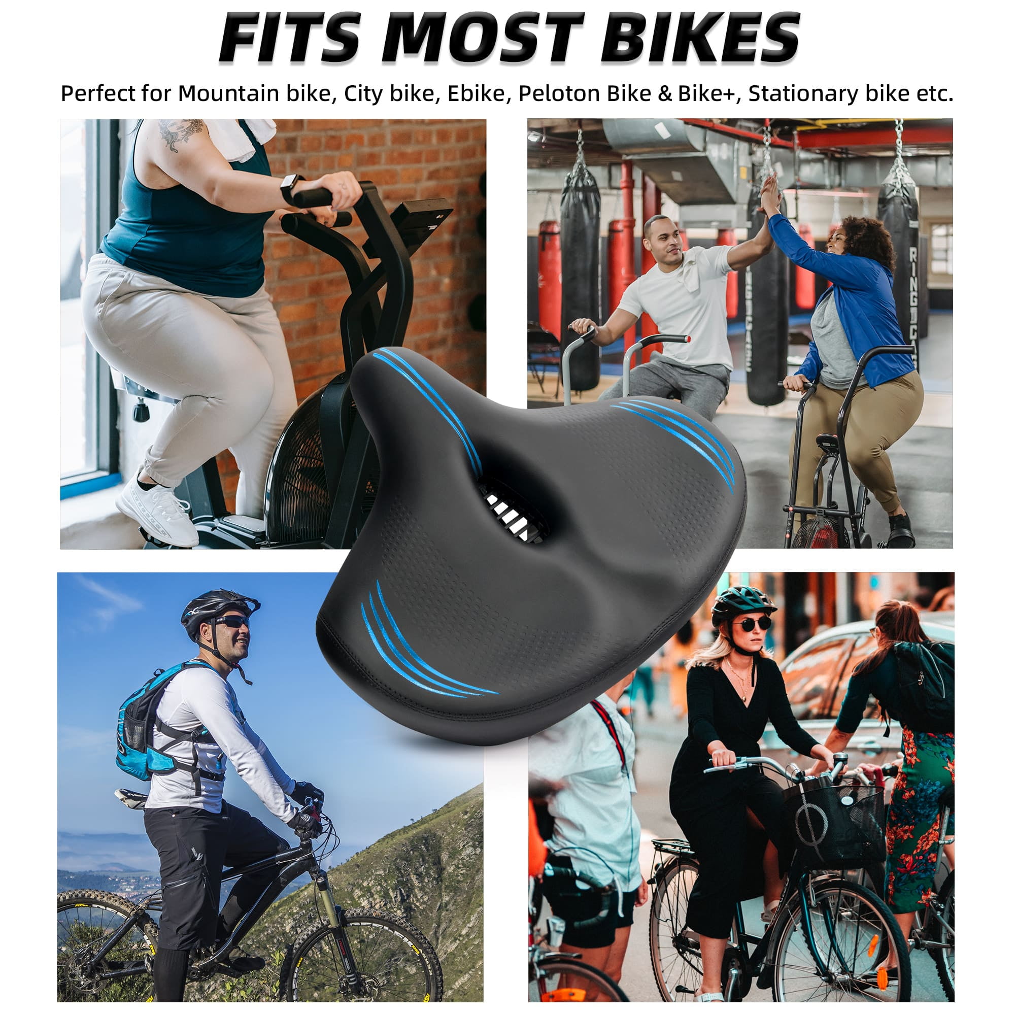 CDYWD Oversized Bike Seat Extra Wide Soft Cushion for Men Women Suitable for Peloton Exercise City Ebike Walmart