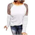 thumbnail image 1 of Haut à Col Rond Doux et Léger pour Femmes, Manches Longues en Polyester, Imprimé (Blanc, L), 1 of 5