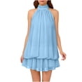 thumbnail image 7 of Ynynloco Women's Summer Dress Chiffon Halter Drop Waist Wedding Guest Dresses Ruffle Mini Dress Brunch Outfits, 7 of 7