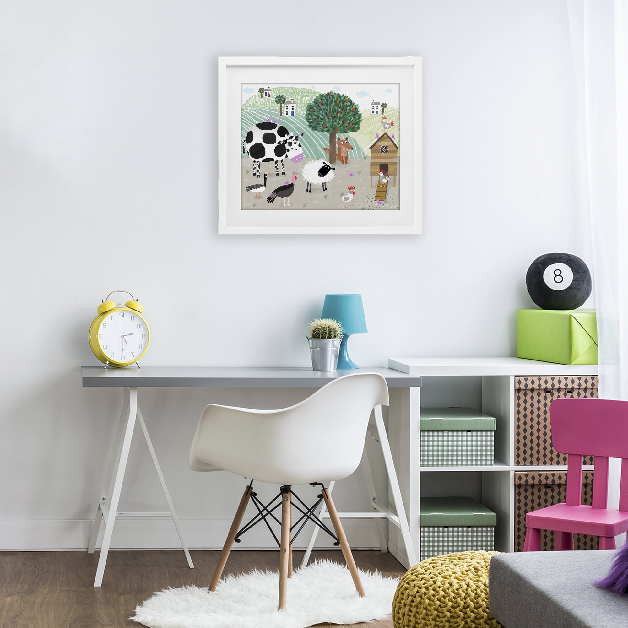Stupell Industries Down At The Farm White Framed Print Under Glass, design by Carla Daly