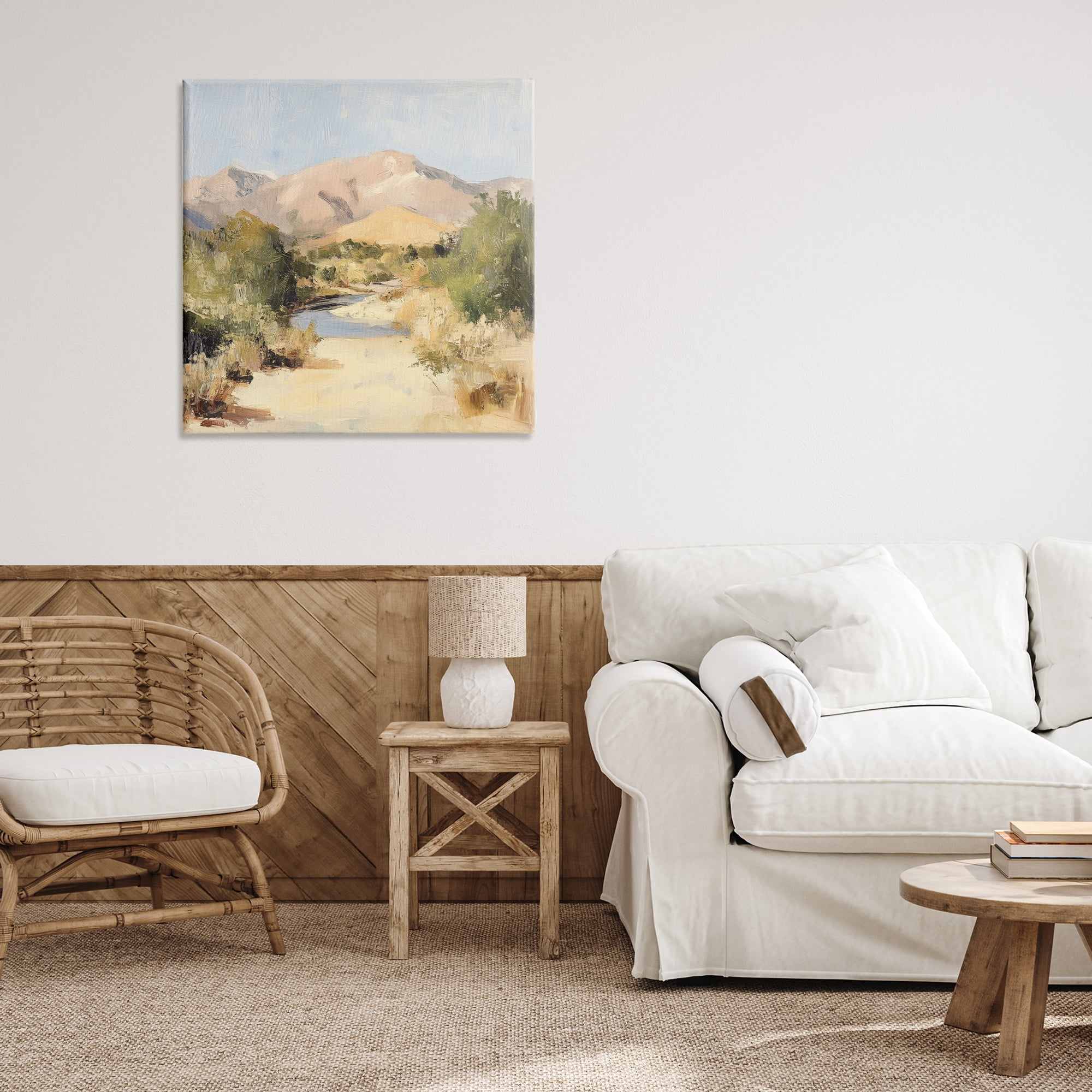 Stupell Industries Beige Desert Mountain Stream Canvas Wall Art, design by Petal Prints Design