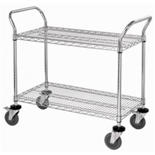 Betterbeds 2-Tier Chrome Wire Shelving Utility Cart, 2 Tiers with 4 Swivel Casters, Chrome