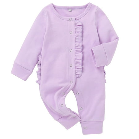 

Fesfesfes Newborn Infant Baby Jumpsuit Girls Solid Lace Singel Breasted Romper Jumpsuit Outfits Set Plus Size Clearance $10