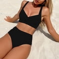 thumbnail image 7 of RYRJJ Womens High Waisted Bikini Sets Tummy Control Two Piece Swimsuits Full Coverage V-Neck Knot Front Bathing Suit(Black,L), 7 of 7