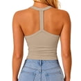 thumbnail image 6 of Tanks with Built in Bra，spaghetti Strap Tank Top Workout Camisole Workout Tops Running Bras Camisole with Built in Bra Active Tops Vneck Tank Tops for Women,Beige,L, 6 of 8