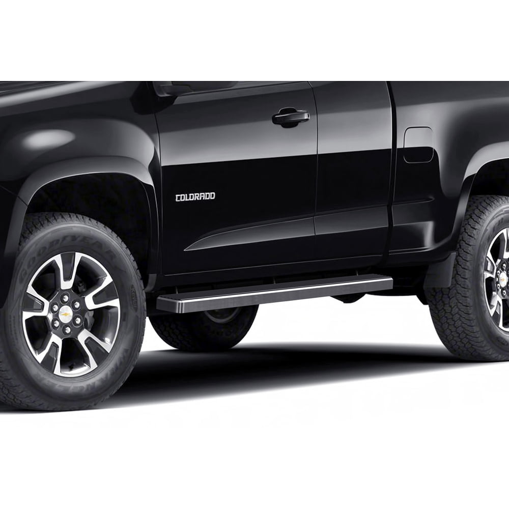 2015-2019 Chevy Colorado Extended Cab\ 2015-2019 GMC Canyon Extended Cab Hairline Finish 4 Inch 2019 Chevy Colorado Extended Cab Running Boards
