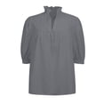 thumbnail image 5 of Endives Womens Shirt Stand Collar 3/4 Length Sleeve V Neck Spring Summer Outfits Casual Blouses Shirts Womens Tops 2026, 5 of 6