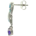 thumbnail image 2 of Sterling Silver Created Blue Opal and Purple Cubic Zirconia Double Dolphin Drop Earrings, 2 of 3
