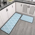 thumbnail image 2 of Light Blue Geometric Quatrefoil Pattern Kitchen Rugs Sets Of 2,Anti Fatigue Kitchen Mat Rugs Non Slip Washable,Decorative Kitchen Floor Mats for Kitchen,Sink,Laundry,17"X30"+17"X47", 2 of 7